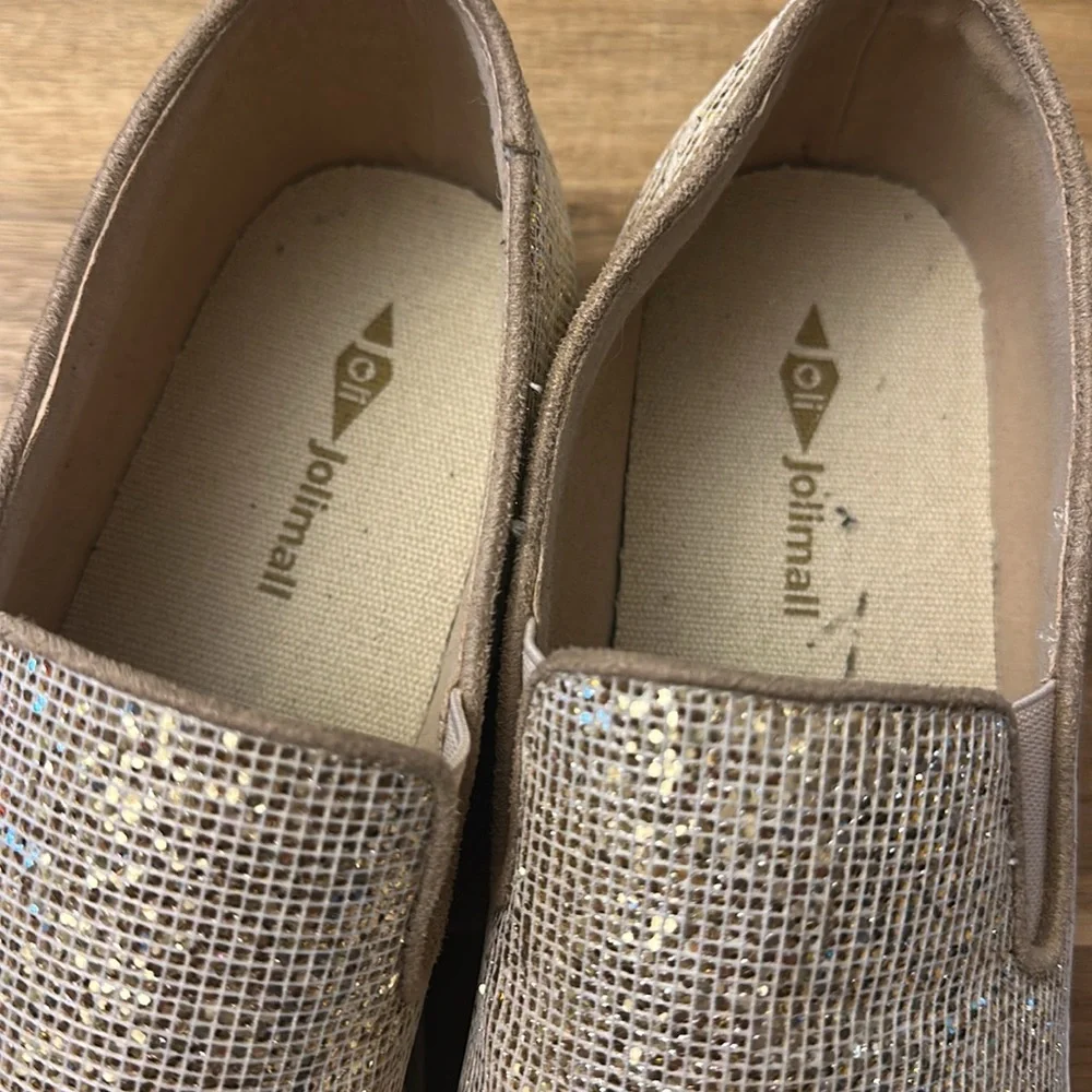 JOLIMALL glitter platform espadrilles